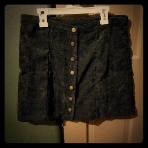 FASHION Q , Black Corduroy Skirt with buttons.